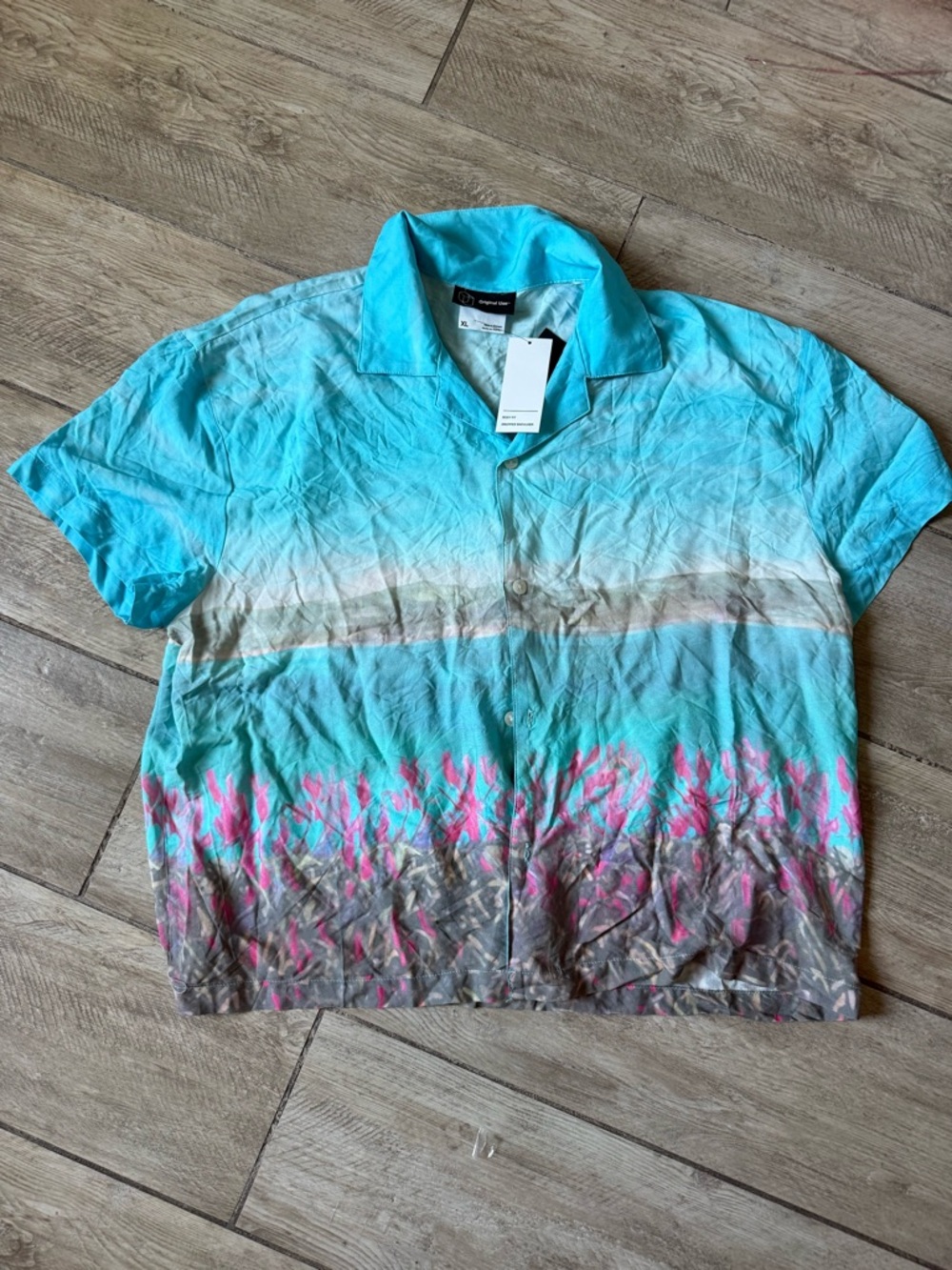 Original Use Turquoise Gradient Camp Collar Shirt
